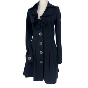 Nick & Mo black distressed button front fit and flare blazer